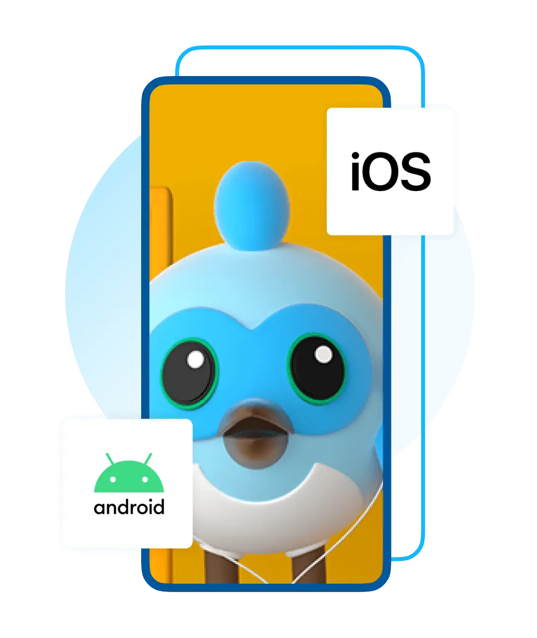 Illustration of a phone running a cross-platform app
